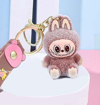 Labubu Furry Keychain Figure - Brown