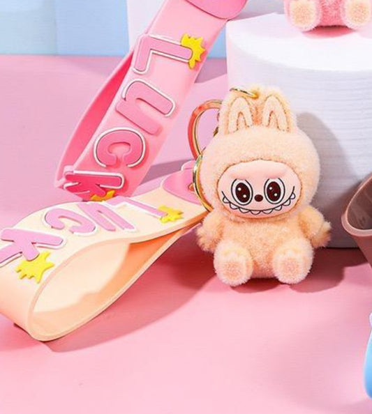 Labubu Furry Keychain Figure - Tan