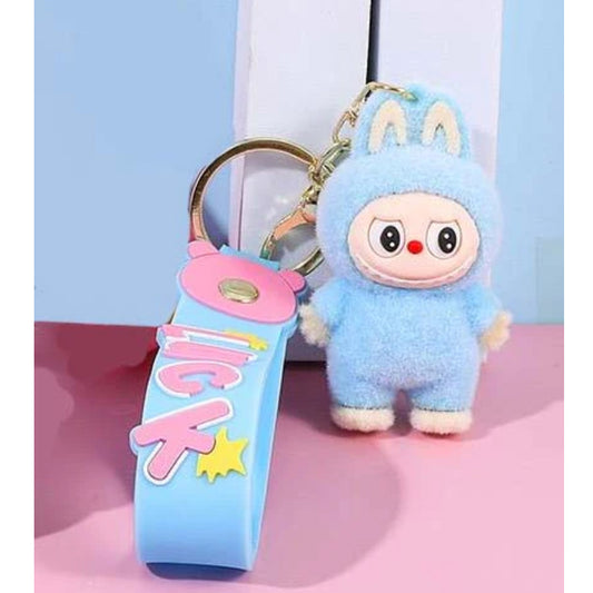 Labubu Furry Keychain Figure - Blue