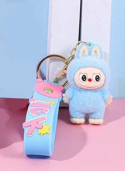 Labubu Furry Keychain Figure - Blue